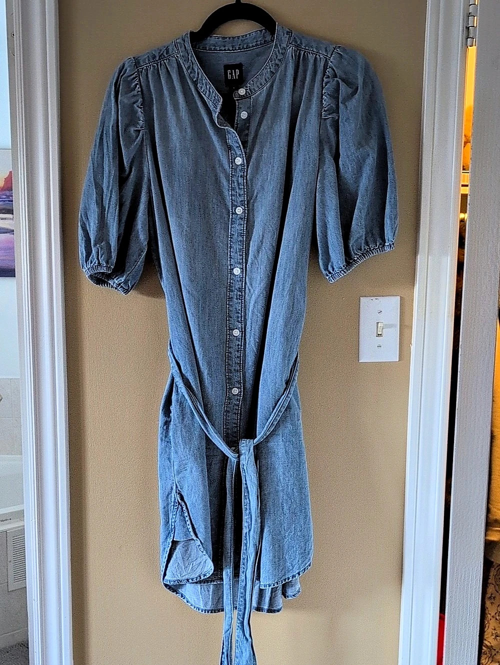 Gap Denim Tie-Waist Mini Dress Blue Size Medium